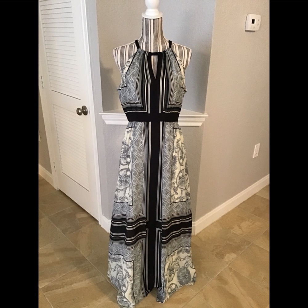Vince Camuto  Gray & Black Maxi Dress Size 6